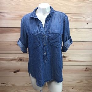 Cloth & Stone Swiss dot chambray shirt | Size M